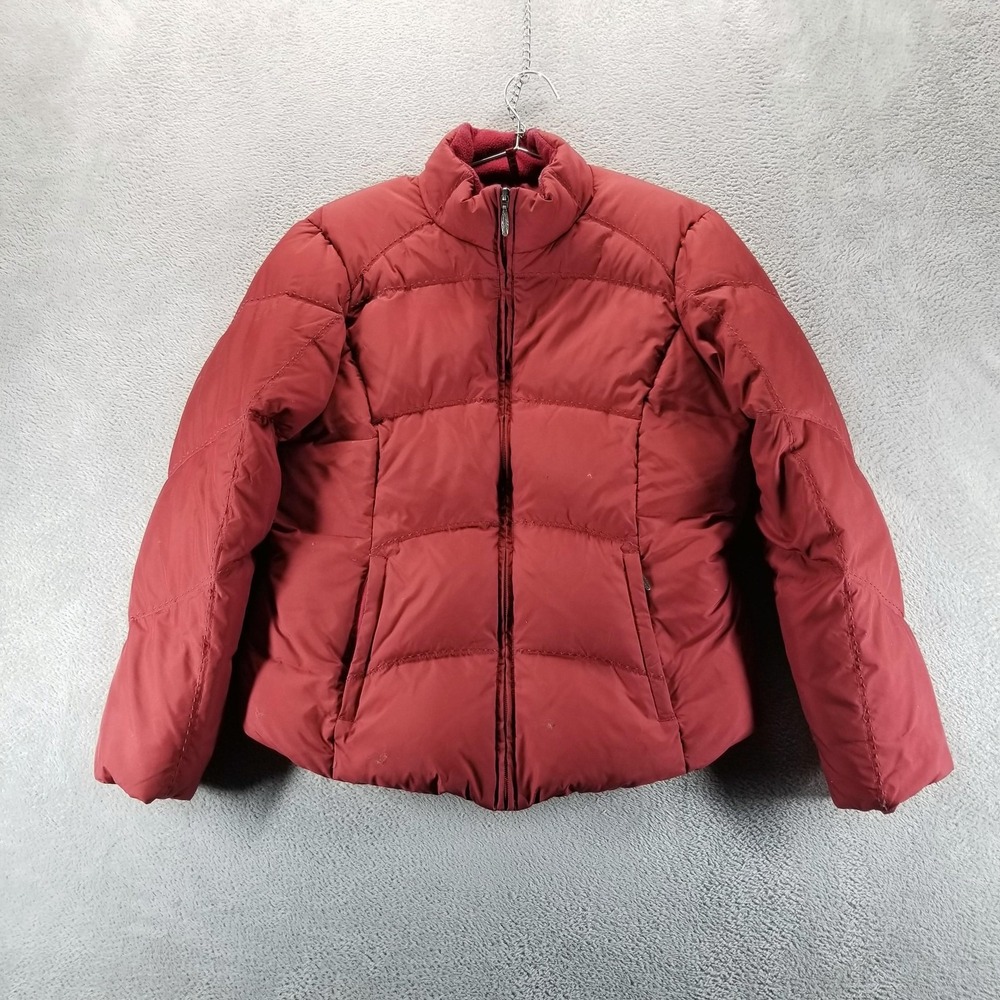 Eddie Bauer Jacket Womens M‎ Red Premium Quilted Goose Down Puffer